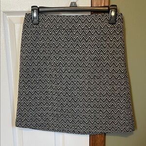 LOFT Black and White A-Line Chevron Skirt